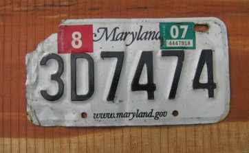 Maryland Motorcycle License Plate 2007
