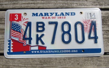 Maryland War of 1812 License Plate Star Spangled 2014