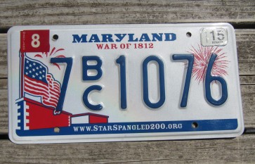 Maryland War of 1812 License Plate Star Spangled 2015