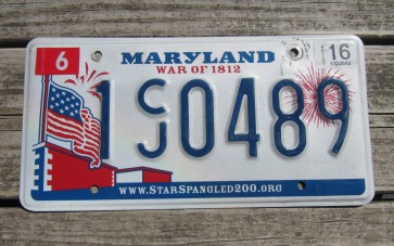 Maryland War of 1812 License Plate Star Spangled 2016