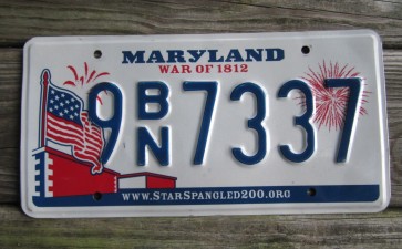 Maryland War of 1812 License Plate Star Spangled