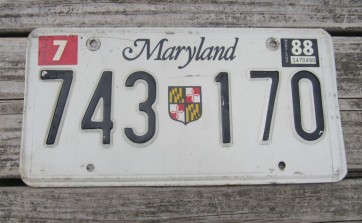 Maryland Shield License Plate 1988