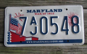 Maryland War of 1812 License Plate Star Spangled