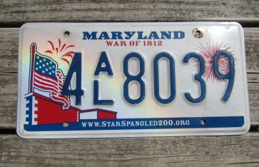 Maryland War of 1812 License Plate Star Spangled 