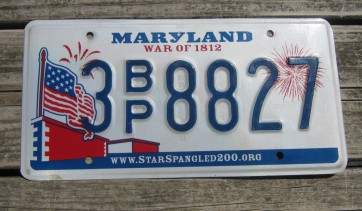 Maryland War of 1812 License Plate Star Spangled 