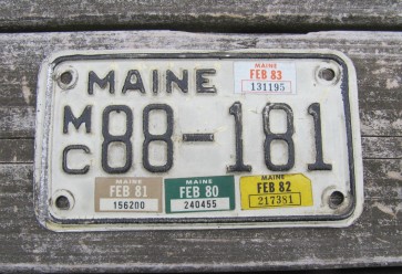 Maine Motorcycle License Plate 1983 Black White