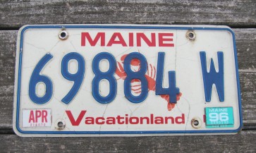 Maine Lobster License Plate Vacationland 1996