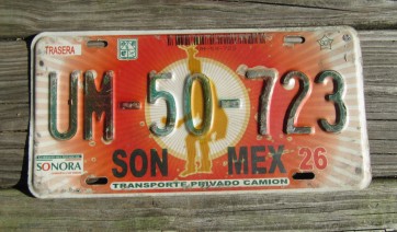 Mexico Red Sun Sonora License Plate 