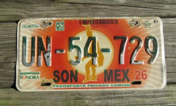 Mexico Red Sun Sonora License Plate 