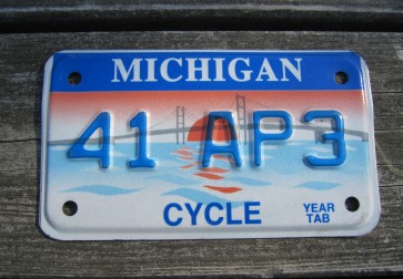 Michigan Motorcycle License Plate Mackinac Bridge 1990's