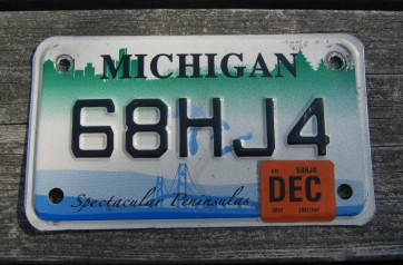 Michigan Motorcycle License Plate Mackinac Bridge 2015