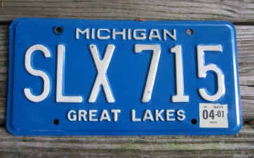 Michigan Blue White License Plate 2001 Great Lakes