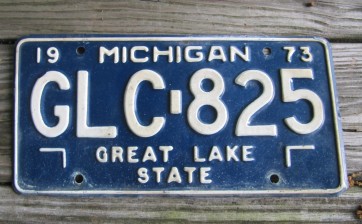 Michigan Black White License Plate 1973 Great Lake State