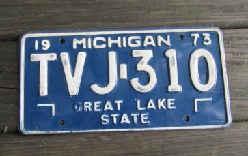 Michigan Black White License Plate 1973 Great Lake State