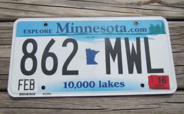 Minnesota Explore Minnesota 10,000 Lakes License Plate 2016