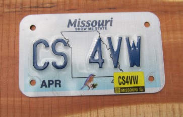 Missouri Motorcycle License Plate Blue Bird 2015