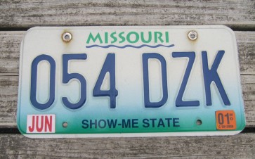 Missouri River License Plate 2001 Show Me State