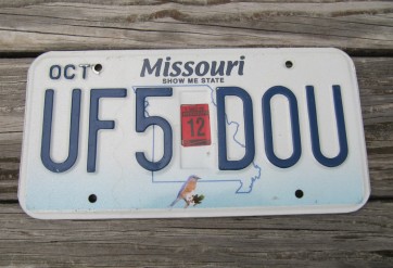Missouri Blue Bird License Plate 2012 Show Me State 
