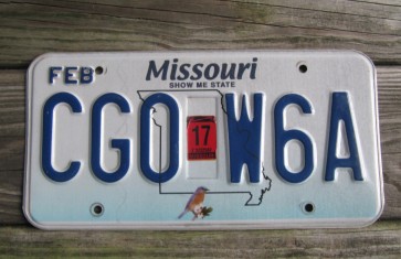 Missouri Blue Bird License Plate 2017 Show Me State 