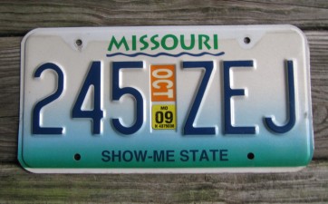 Missouri River License Plate 2009 Show Me State