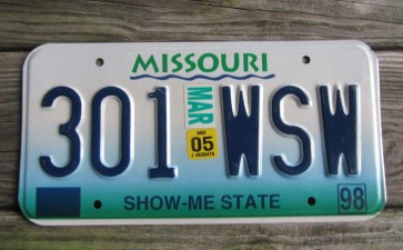 Missouri River License Plate 2005 Show Me State