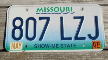 Missouri River License Plate 2001 Show Me State