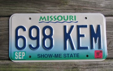 Missouri River License Plate 1999 Show Me State