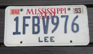 Mississippi Red White Blue License Plate 1993