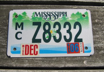 Mississippi Motorcycle License Plate Green Magnolia 2006