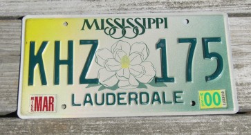 Mississippi Large Yellow Magnolia License Plate 2000
