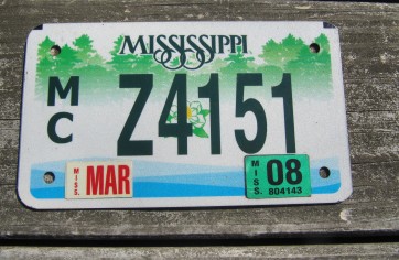 Mississippi Motorcycle License Plate Green Magnolia 2008
