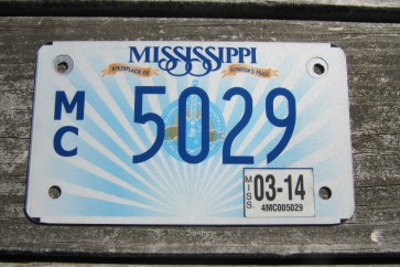 Mississippi Motorcycle License Plate Lucille Guitar 2014