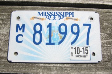 Mississippi Motorcycle License Plate Lucille Guitar 2015