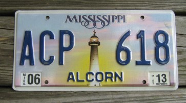 Mississippi Lighthouse License Plate 2013