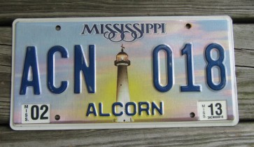 Mississippi Lighthouse License Plate 2013