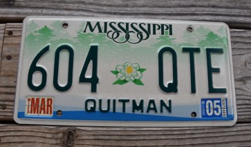 Mississippi Green Magnolia License Plate 2005
