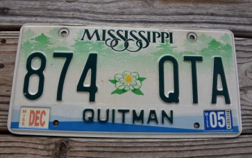 Mississippi Green Magnolia License Plate 2005