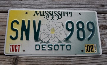 Mississippi Large Yellow Magnolia License Plate 2002