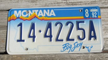 Montana Big Sky Blue License Plate Embossed 1992