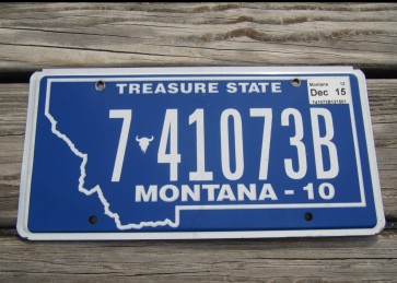 Montana Blue Treasure State License Plate 2015