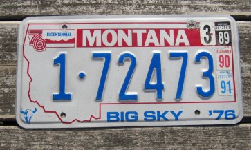 Montana Big Sky Bicentennial License Plate 1991