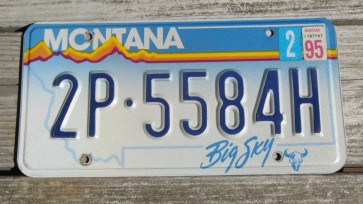 Montana Big Sky Blue License Plate Embossed 1995