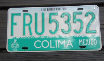 Mexico Colima Mountains License Plate FRU 5352
