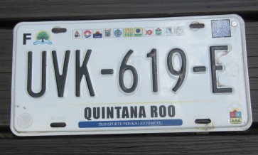 Mexico Quintanna Roo License Plate UVK 619 E