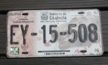 Mexico Coahuila T Rex Dinosaur License Plate EY 15 508