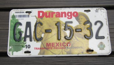 Mexico Durango Pancho Villa License Plate GAC 15 32