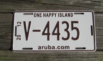 Aruba Brown White License Plate 2012