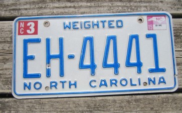 North Carolina Weighted Truck License Plate First In Flight 2015