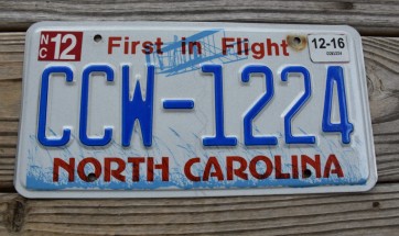 North Carolina License Plate First In Flight 2016
