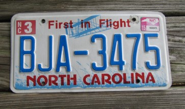 North Carolina License Plate First In Flight 2015